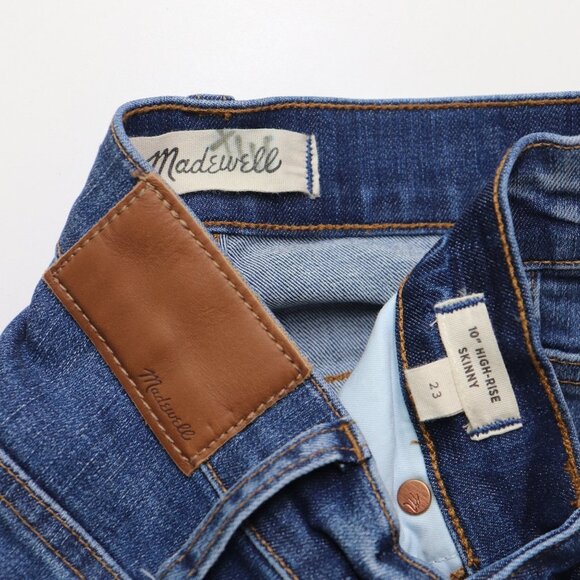 Madewell 10" High-Rise Skinny Jeans Raw Cut Hem Stretch Denim Mid Wash Blue 23 - Picture 5 of 10